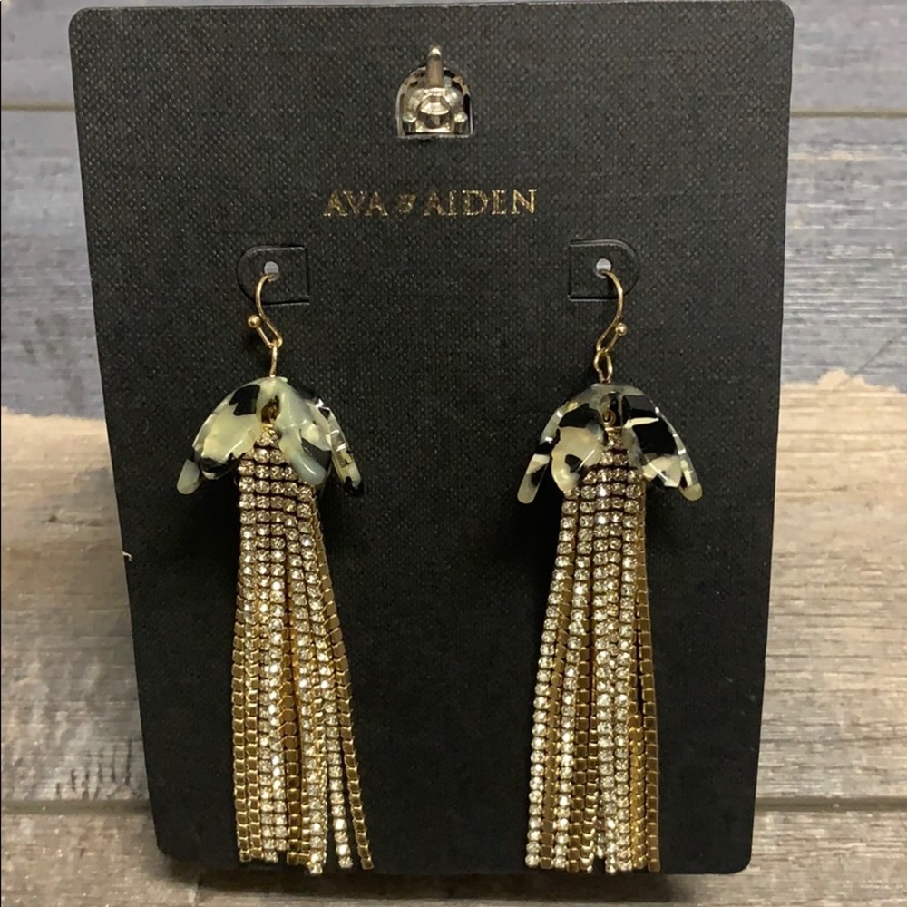 💛gold rhinestone💛 tassel earrings